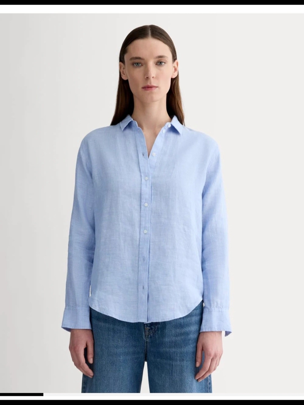 Everlane Womens Light Blue Must Have Linen Relaxed Shirt